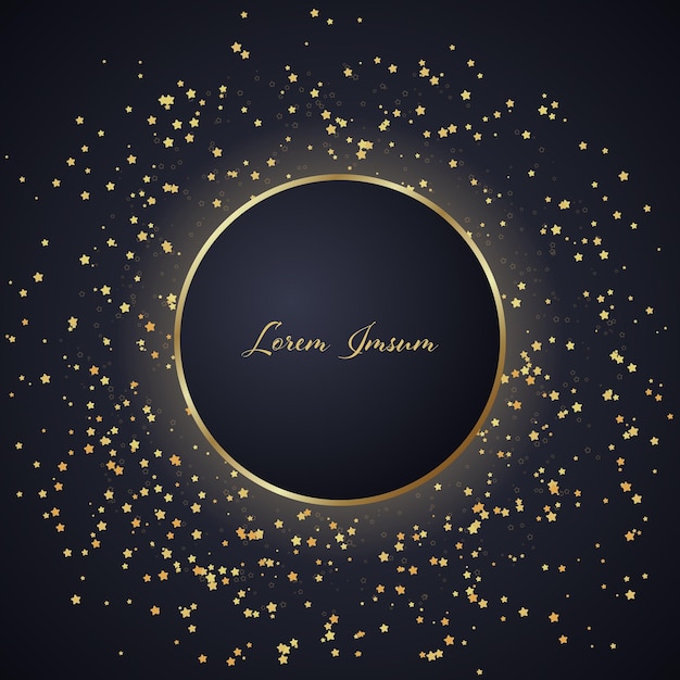 Frame for your text and design with stars on a dark circle