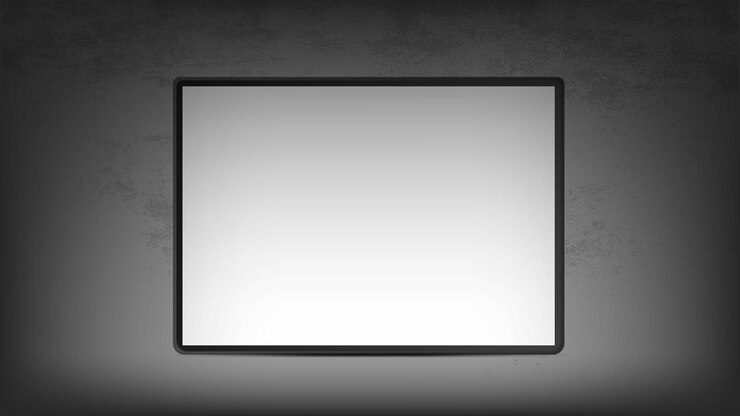 Vector a framed white painting hangs on a concrete wall
