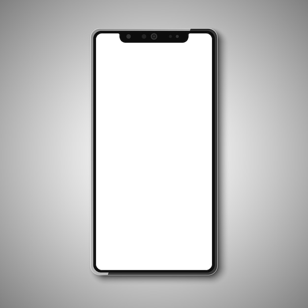 Smartphone senza cornice con display bianco.