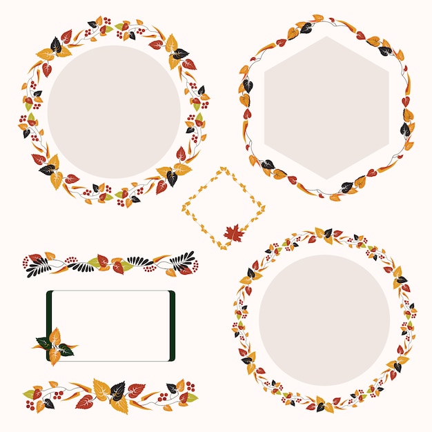 Vector frames and borders with autumn leaves.