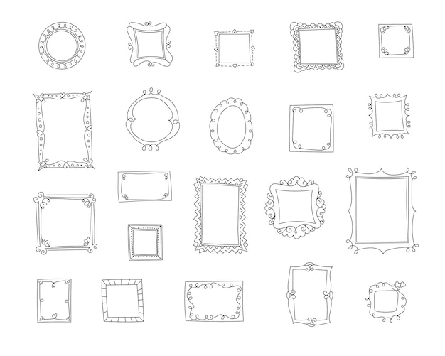 Frames doodle vector set di doodle semplici