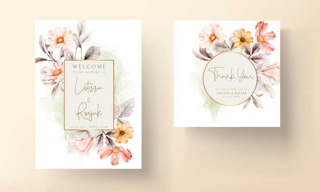 Рамки из акварельных цветов на свадебном пригласительном билете