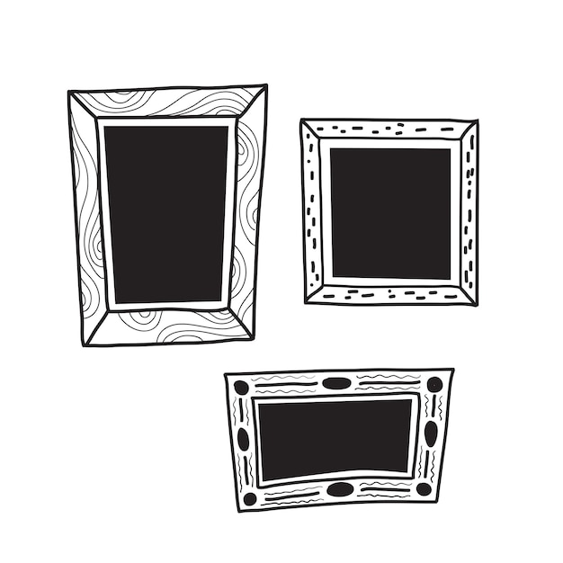 낙서 스타일의 벽 그래픽 드로잉 선형 그림에 프레임