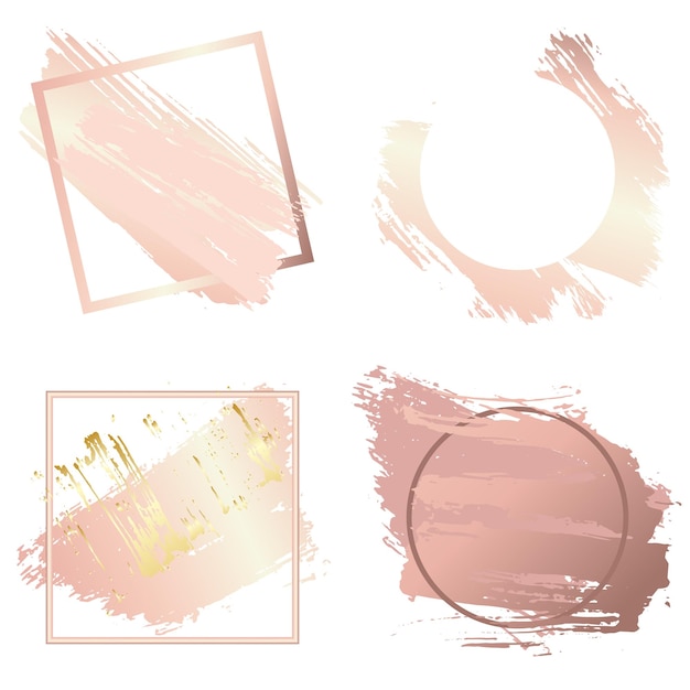 Vector frames for valentine´s day and christmas set. creative art frames created using grunge stains of gold and pink gold. to style your text, copy space