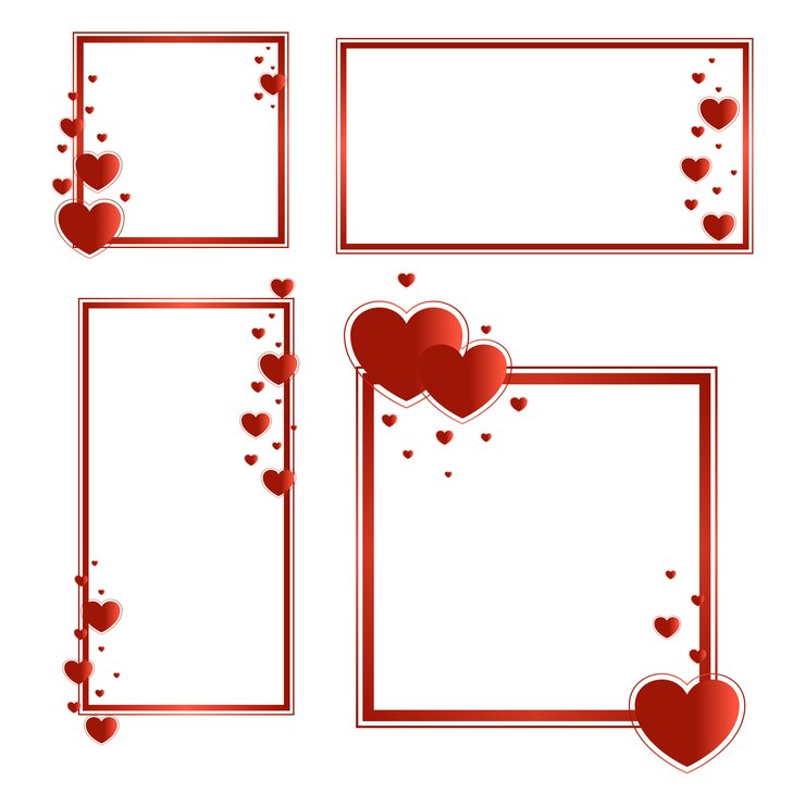 Vector frames for valentine's day with red hearts.  