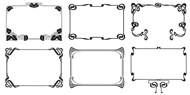 Vector frames with style art nouveau ornament vector set