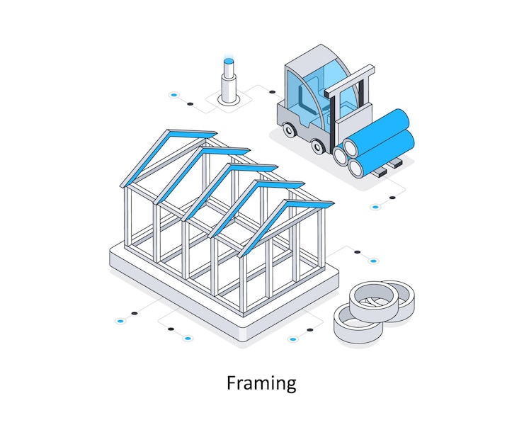 Vector framing isometric stock illustration eps file stock illustration