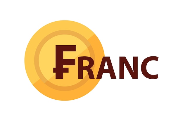 Franc and golden coin with symbol of currency vector illustration