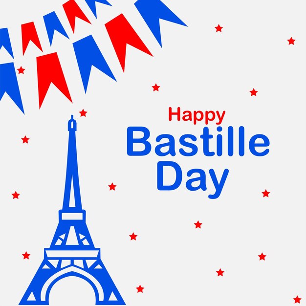 France Bastille day background with flag and Eiffel tower Bastille day vector greeting poster