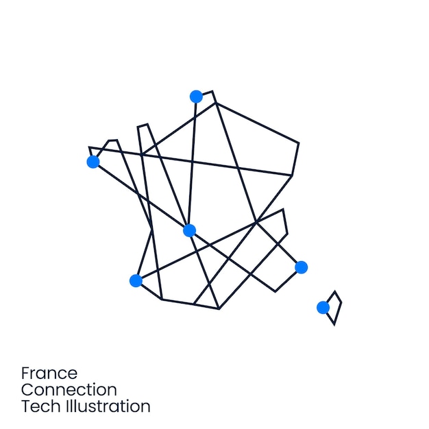 france Connection Tech Technology Geometric Polygonal Logo Vector Icon Illustration