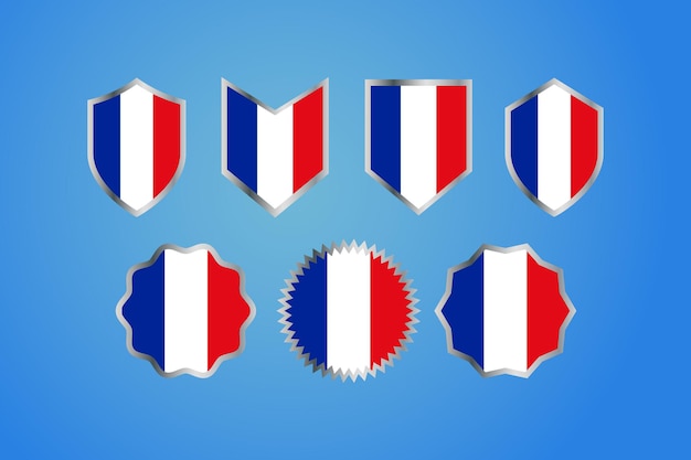 France country flag with silver border badge