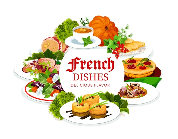 Vector france cuisine vector french food round frame