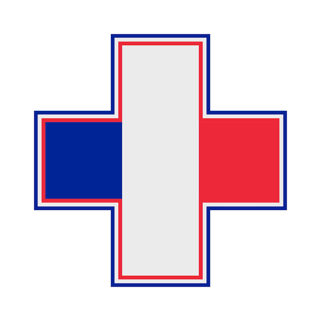 フランス 医療用薬品の十字路標識 矢量図