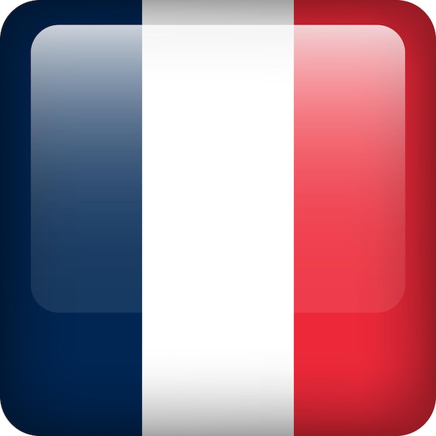 France flag button Square emblem of France Vector French flag symbol Colors and proportion correctly