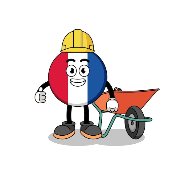Мультфильм флаг франции как дизайн персонажей подрядчика