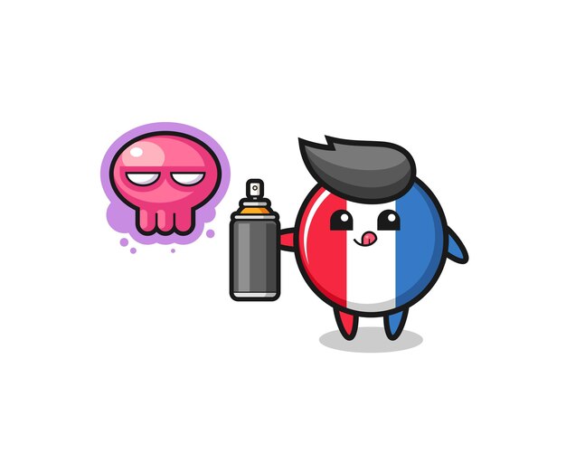 France flag cartoon make a graffiti with a spray paint , cute design