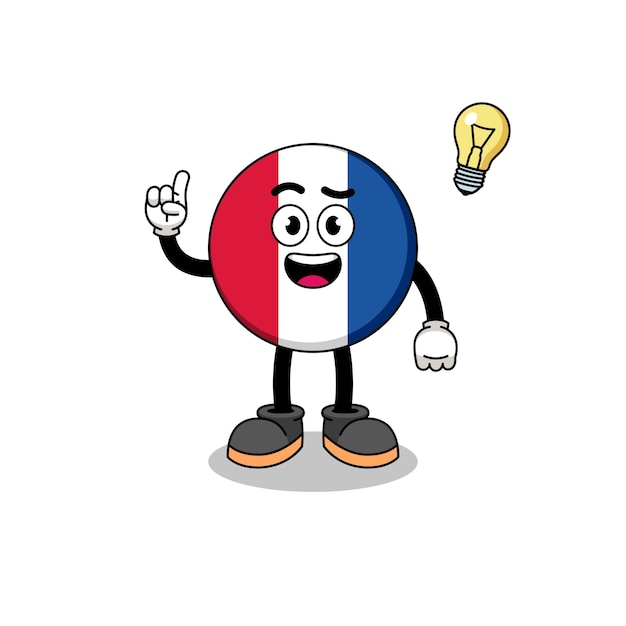 France flag cartoon with get an idea pose character design