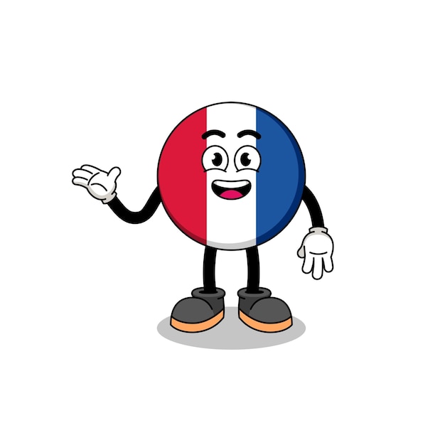 France flag cartoon with welcome pose character design