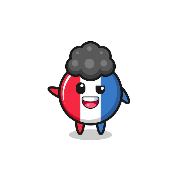 France flag character as the afro boy , cute design