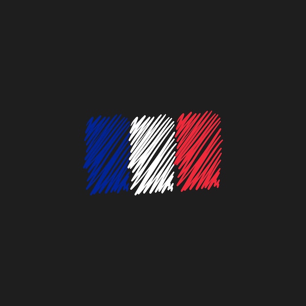 france flag doodle hand drawn