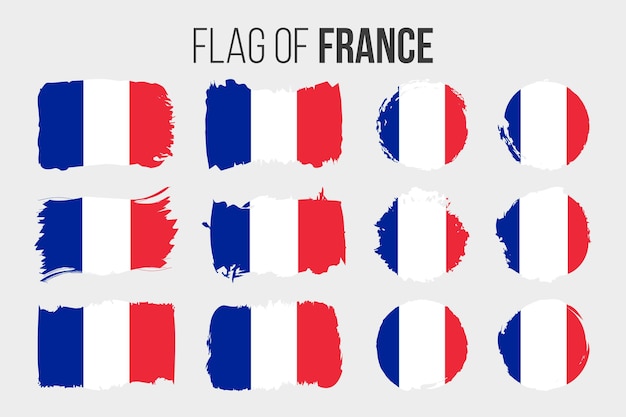 France flag Illustration brush stroke and grunge flags of France isolated on white