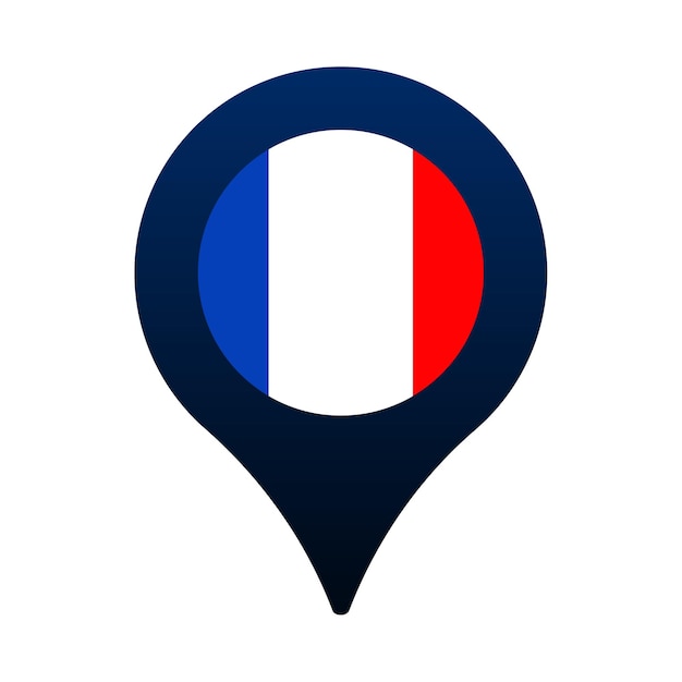 France flag and map pointer icon. National flag location icon vector design, gps locator pin. vector illustration