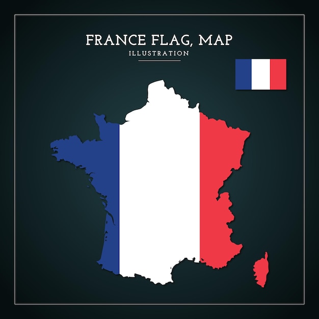 Vector france flag map vector illustration