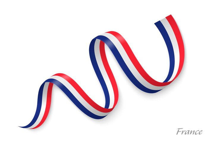 Vector france flag ribbon waving national colors