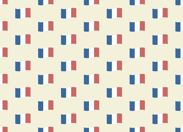 青い背景の上のフランスの旗トリコロールベクトルシームレスパターン