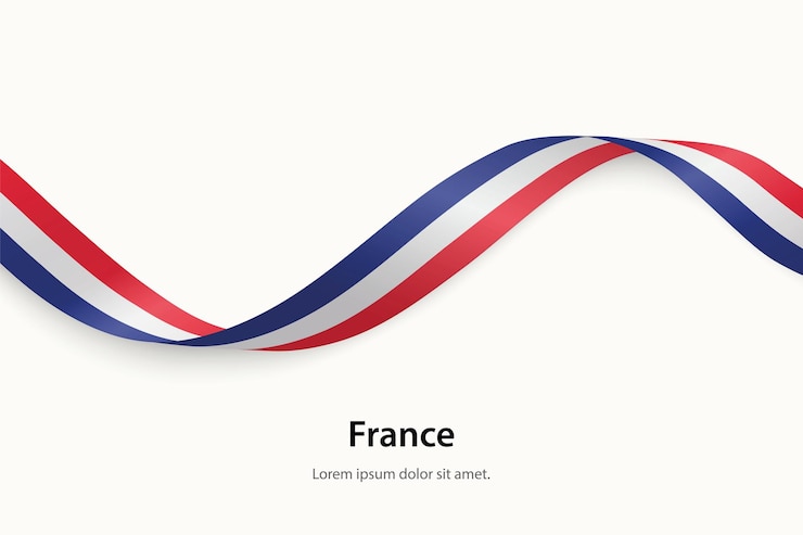 Vector france flag on waving ribbon