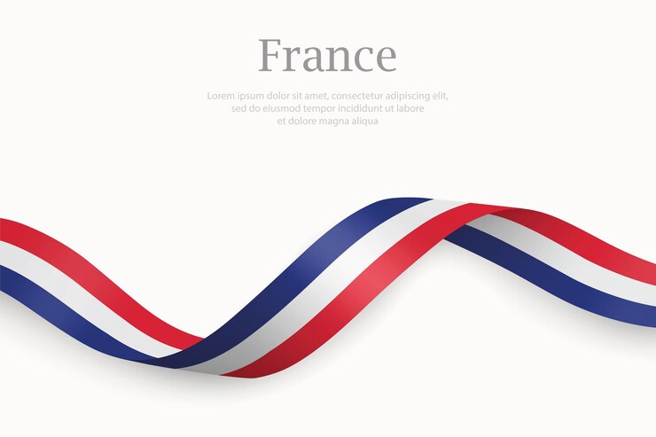 Vector france flag on waving ribbon