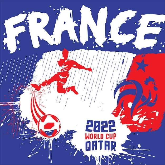 2022年ワールドカップカタールデザインのフランスサッカーサッカーポスターイラスト