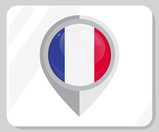 France Glossy Pin Location Flag Icon