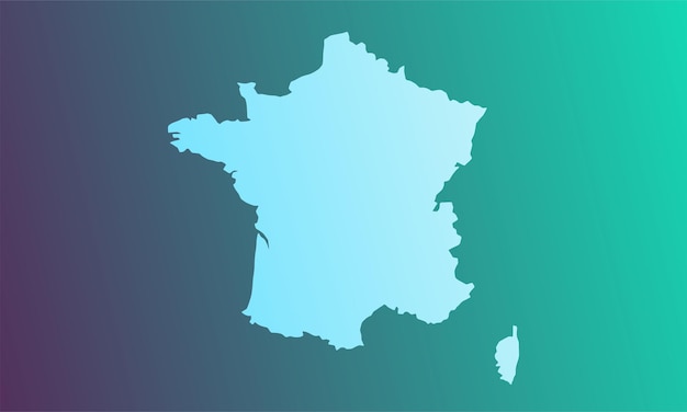 青と緑のグラデーションでフランス マップの背景