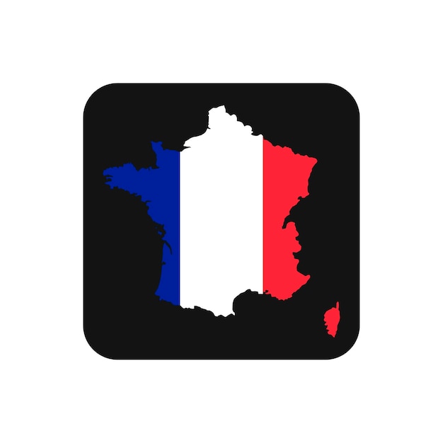 France map silhouette with flag on black background