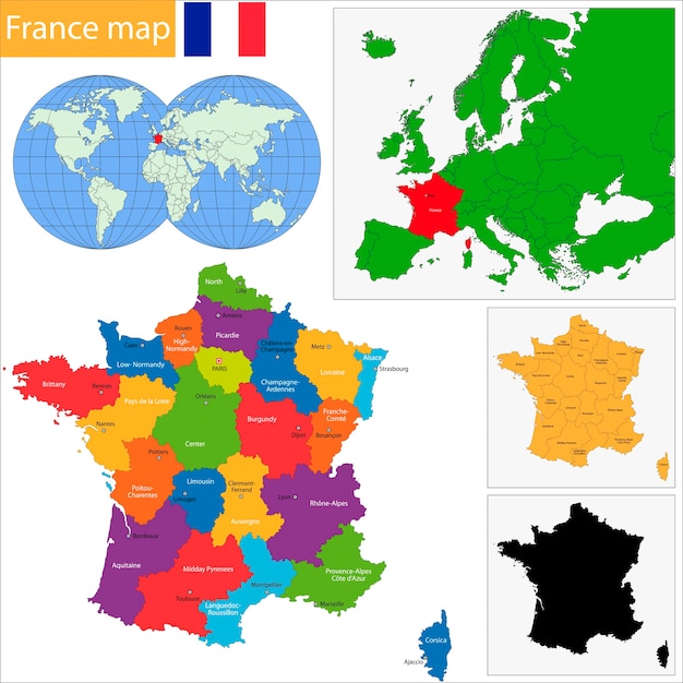 Vettore mappa della francia