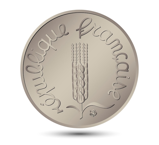 France one centime obverse coin on a white isolated background Vector illustration
