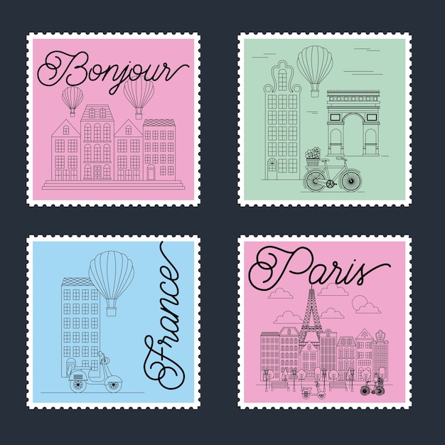 Вектор Франкские парижские марки