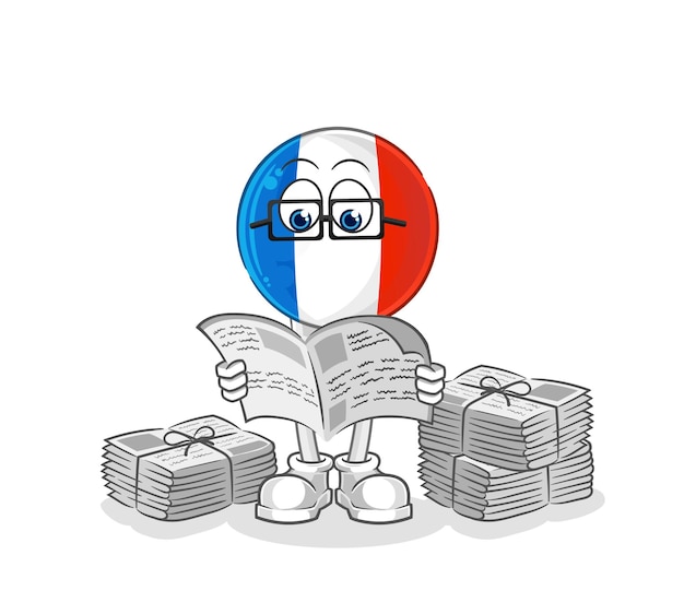 Vector france read newspaper cartoon character vector