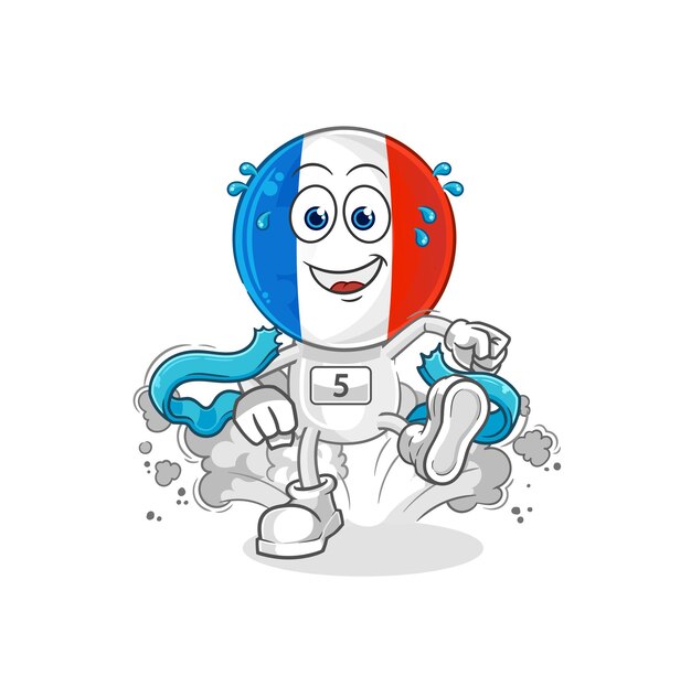 France runner character cartoon mascot vector