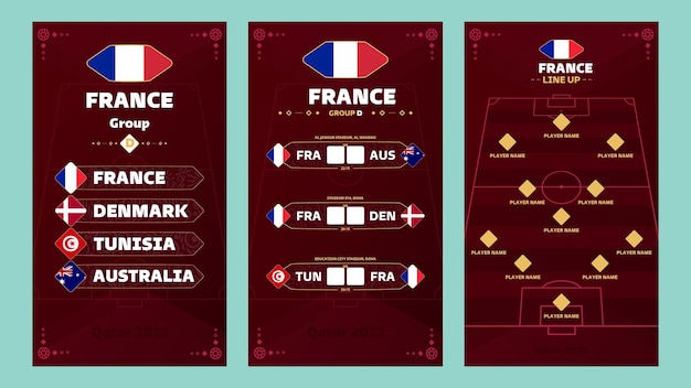 Vector france set banner for social media qatar 2022