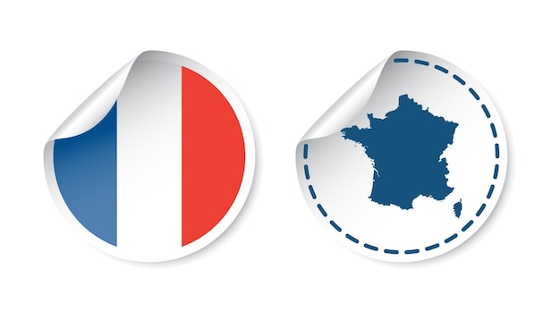 旗と地図が付いているフランスのステッカー