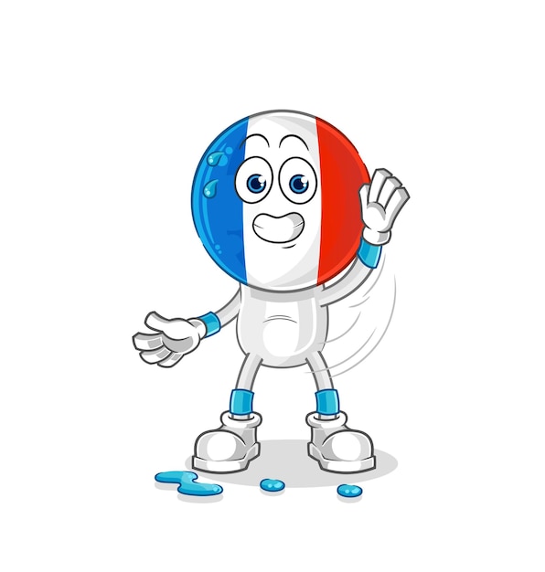 France stretching character cartoon mascot vector