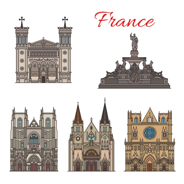 Vector france travel landmarks vector facade buildings