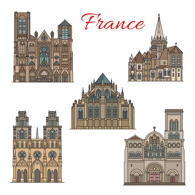 Vector france travel landmarks vector facade buildings