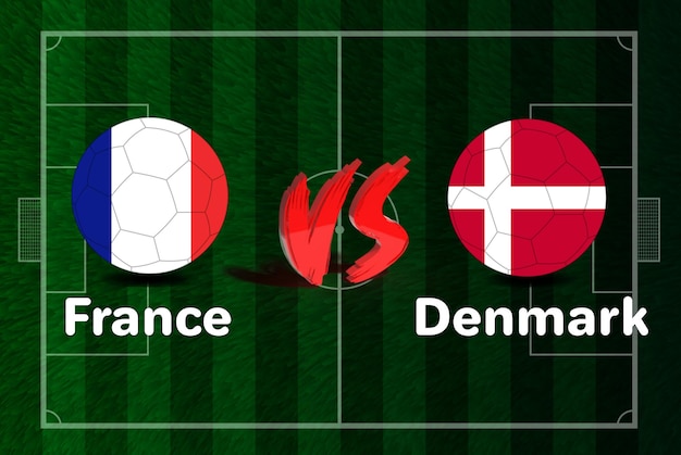 2022년 FIFA 월드컵에서 깃발 디자인에 프랑스 대 덴마크 축구공