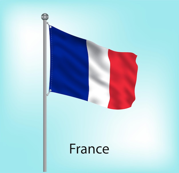 France waving flag on flagpole vector