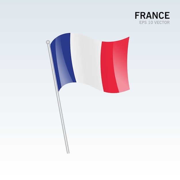 France waving flag isolated on gray background