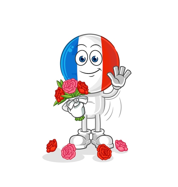 France with bouquet mascot cartoon vector