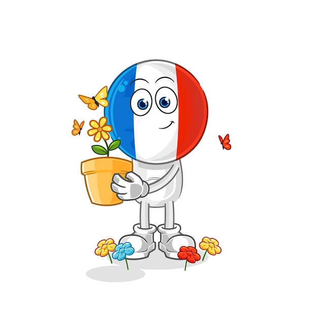 France with a flower pot character vector